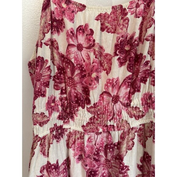 Old Navy Women Waist-Defined Floral Linen Smocked Midi Cami Dress Size 3X Spring - Picture 3 of 11